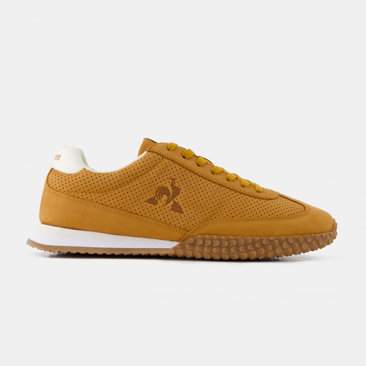 Sneakers rétro-running en nubuck et détails suede Veloce oak buff, LE COQ SPORTIF