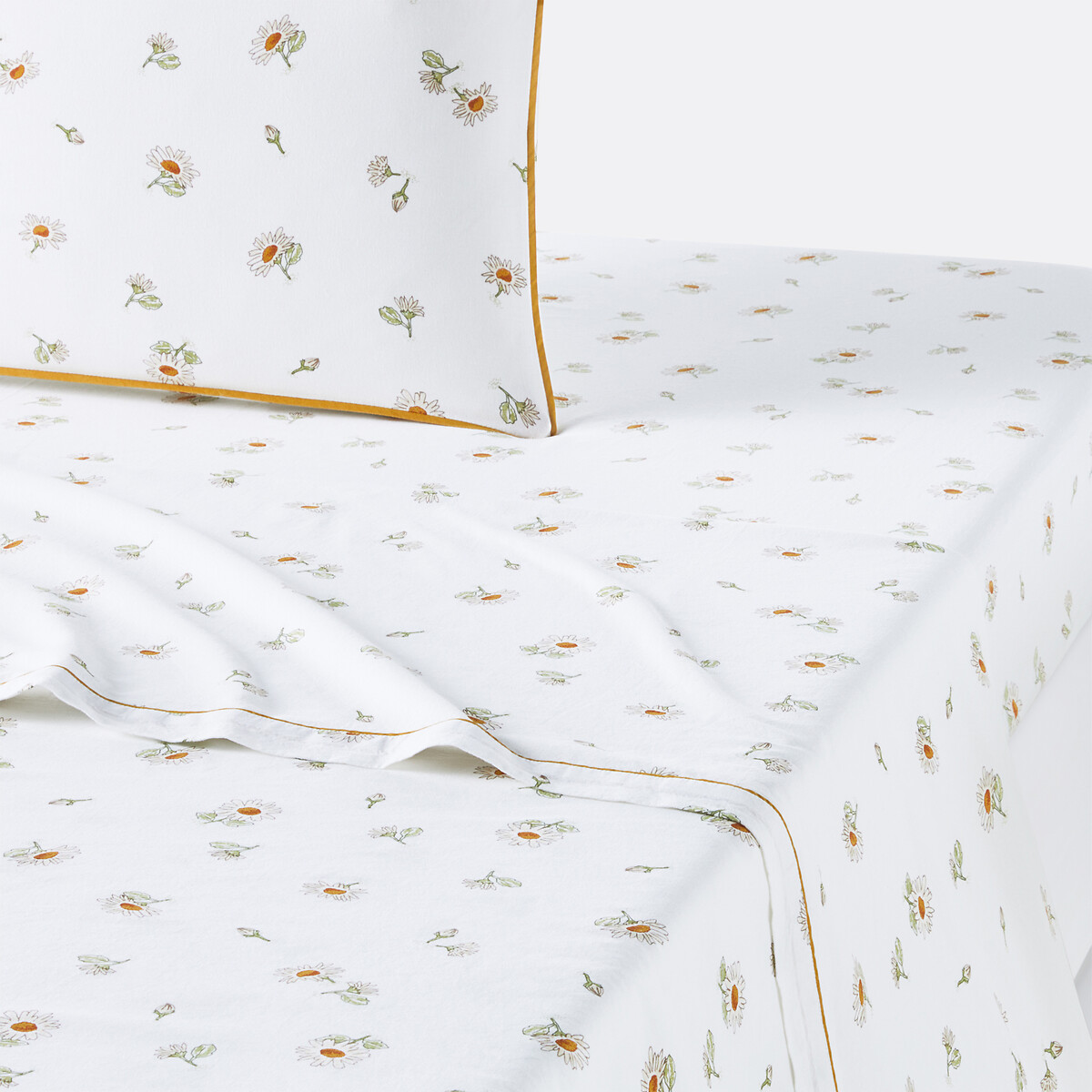 Drap plat coton lavé, Paquita imprimé fond blanc, LA REDOUTE INTERIEURS