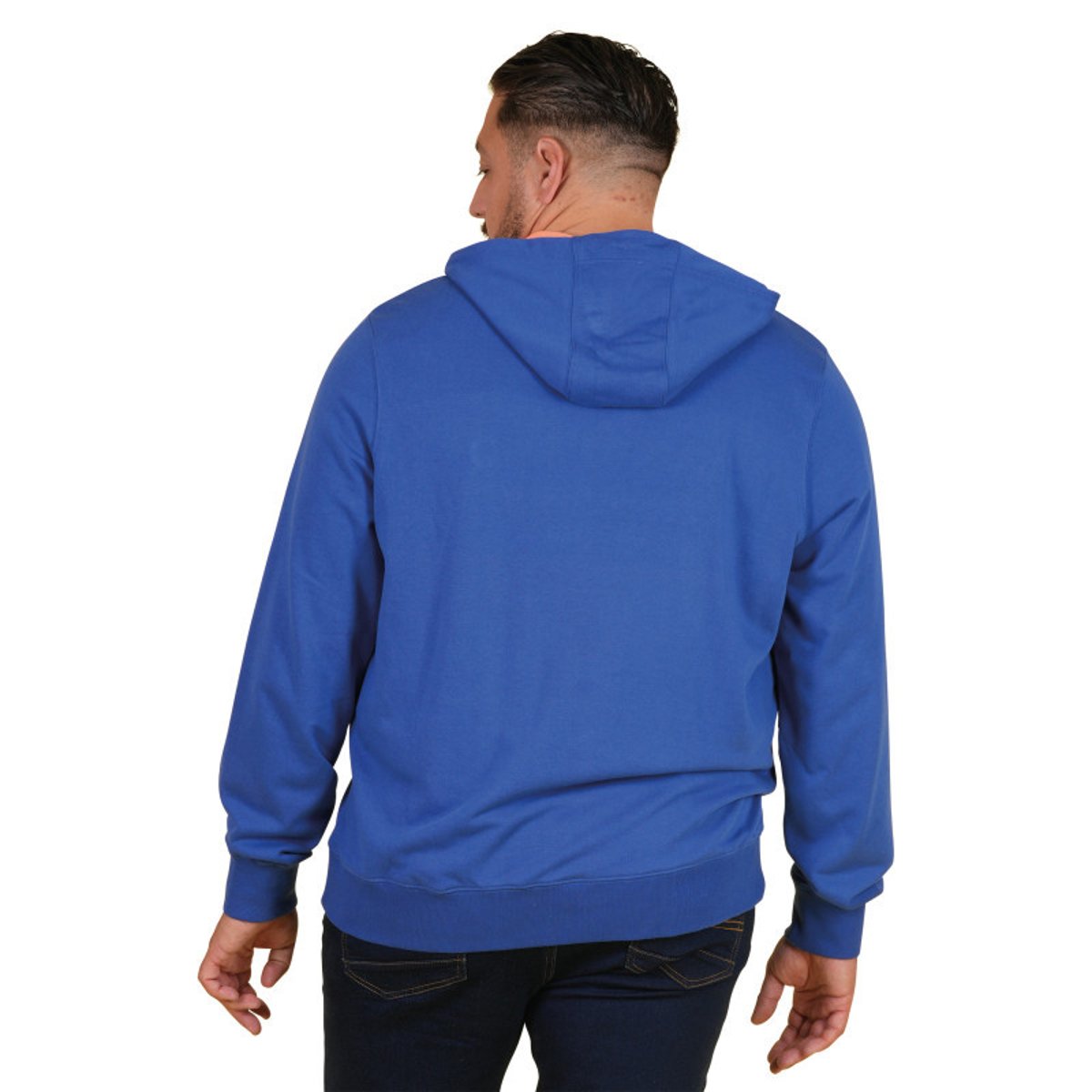 Sweat en coton bleu uni pourvu de manches longues et d'une capuche bleu, RUCKFIELD
