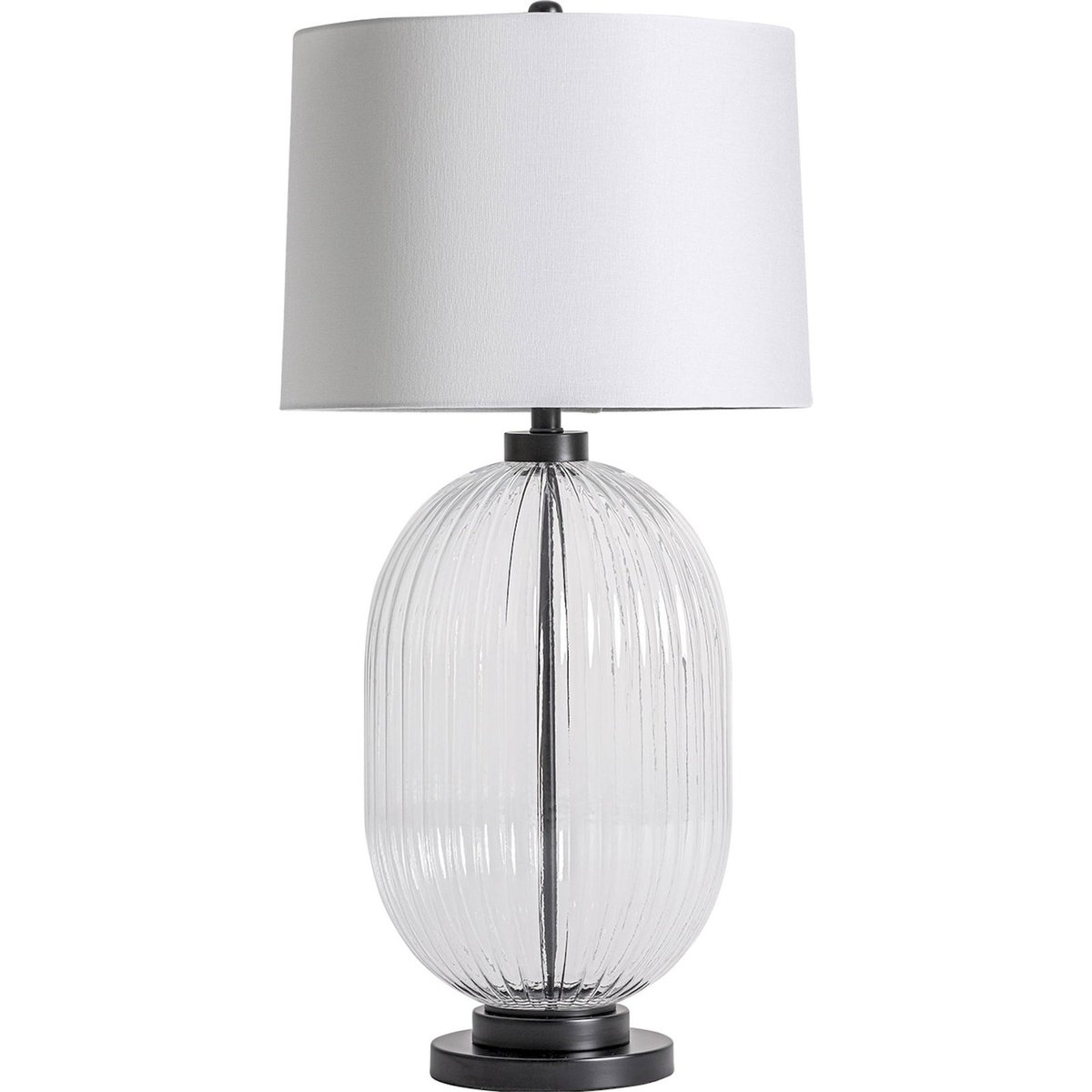 Lampe de salon en verre, Abat-jour en lin verre transparent finition vieillie, RECOLLECTION