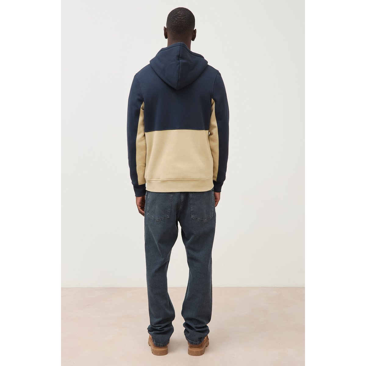 Sweat droit sherpa à capuche bleu marine, BONOBO