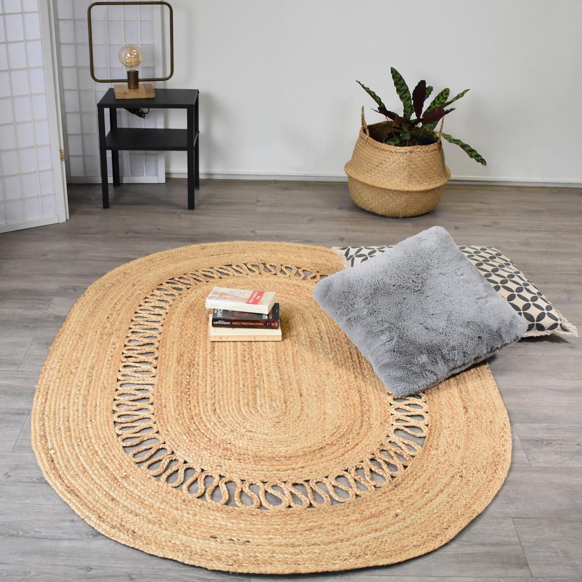 Tapis jute fait main JUTOVAL beige, UN AMOUR DE TAPIS