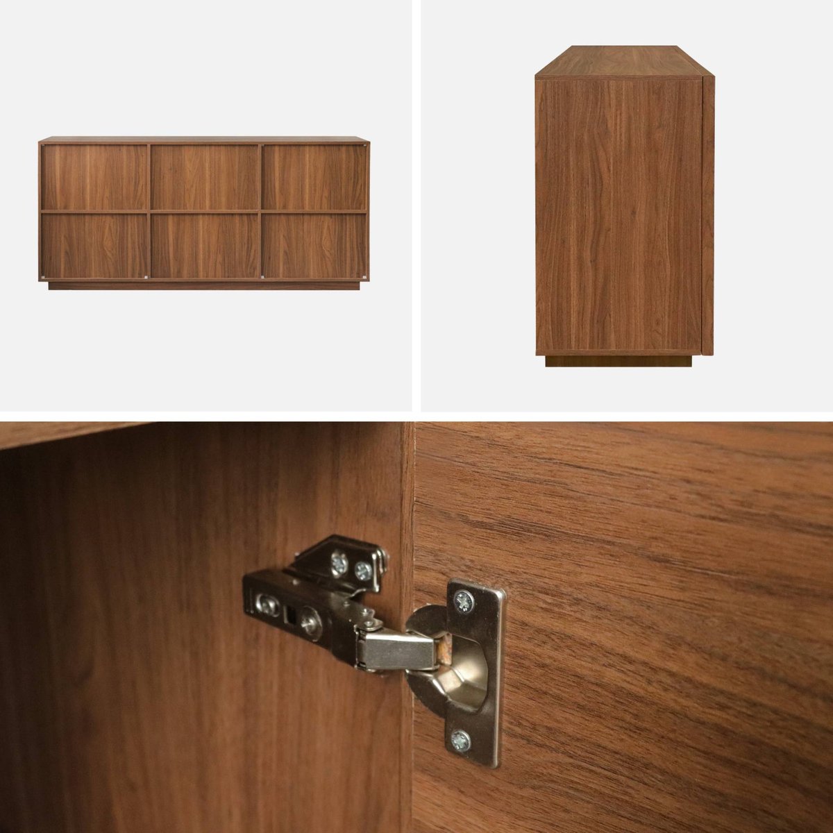 Buffet décor bois 3 portes 160cm KUBA noyer, SWEEEK