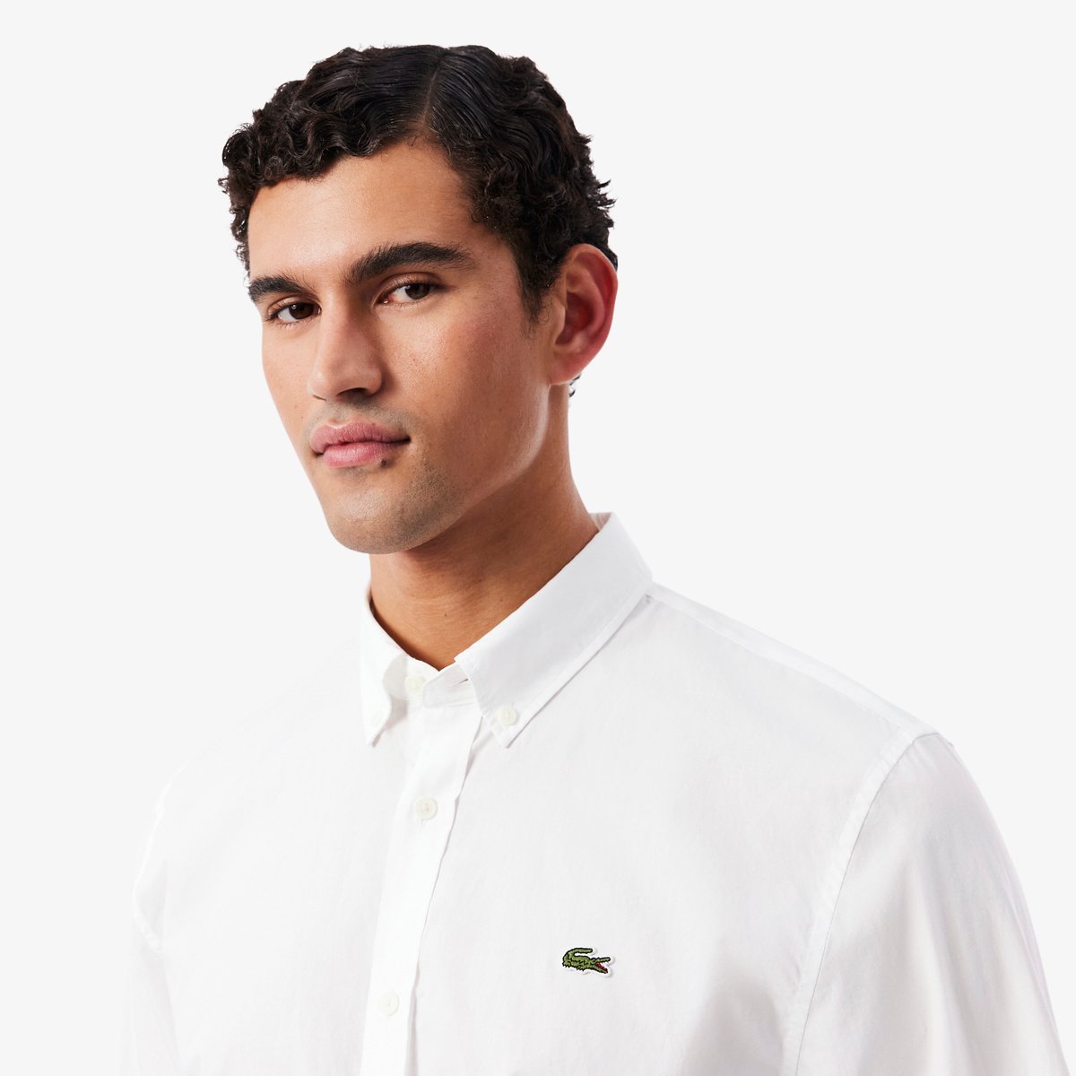 Chemise popeline légère regular fit blanc-001, LACOSTE