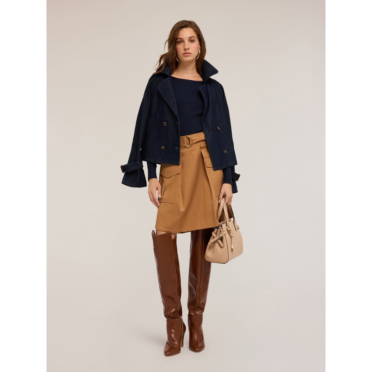 Pull côtelé viscose mélangée bleu, MOTIVI