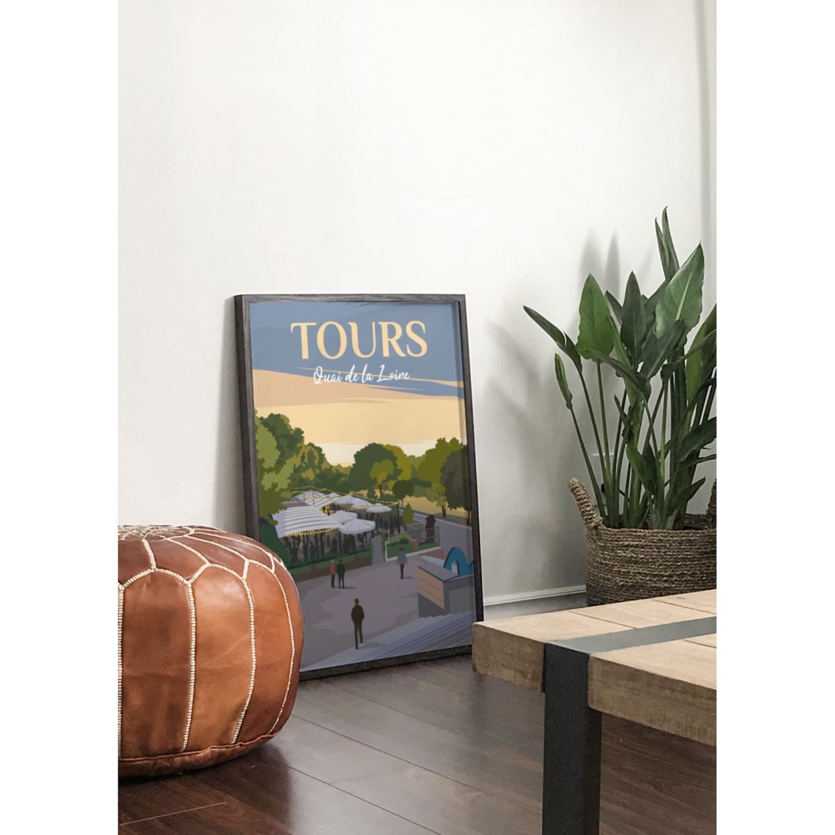 Affiche vintage ville Tours - Quai de la Loire blanc, L'AFFICHERIE