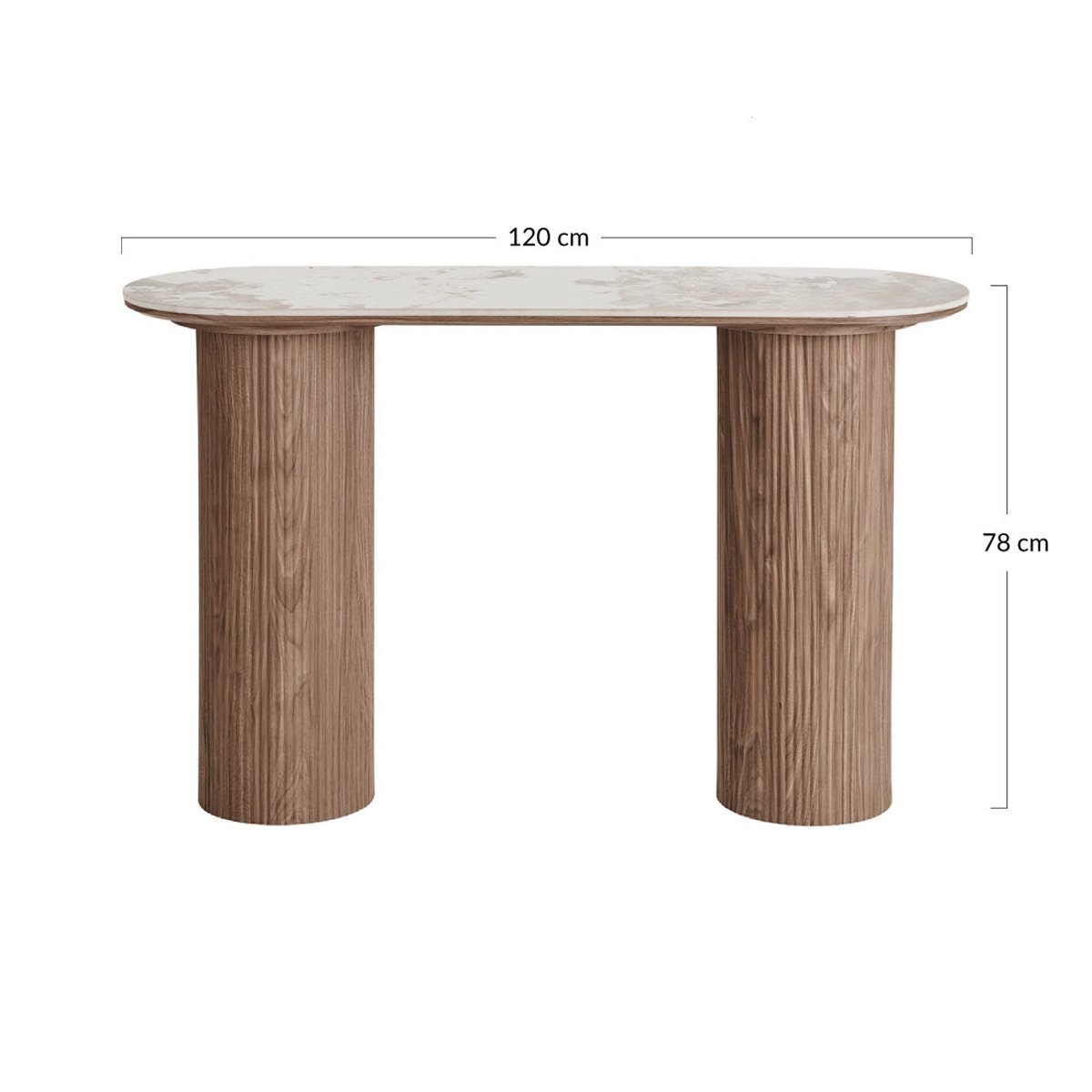 Console plateau effet marbre, LYSA bois / blanc, LISA DESIGN