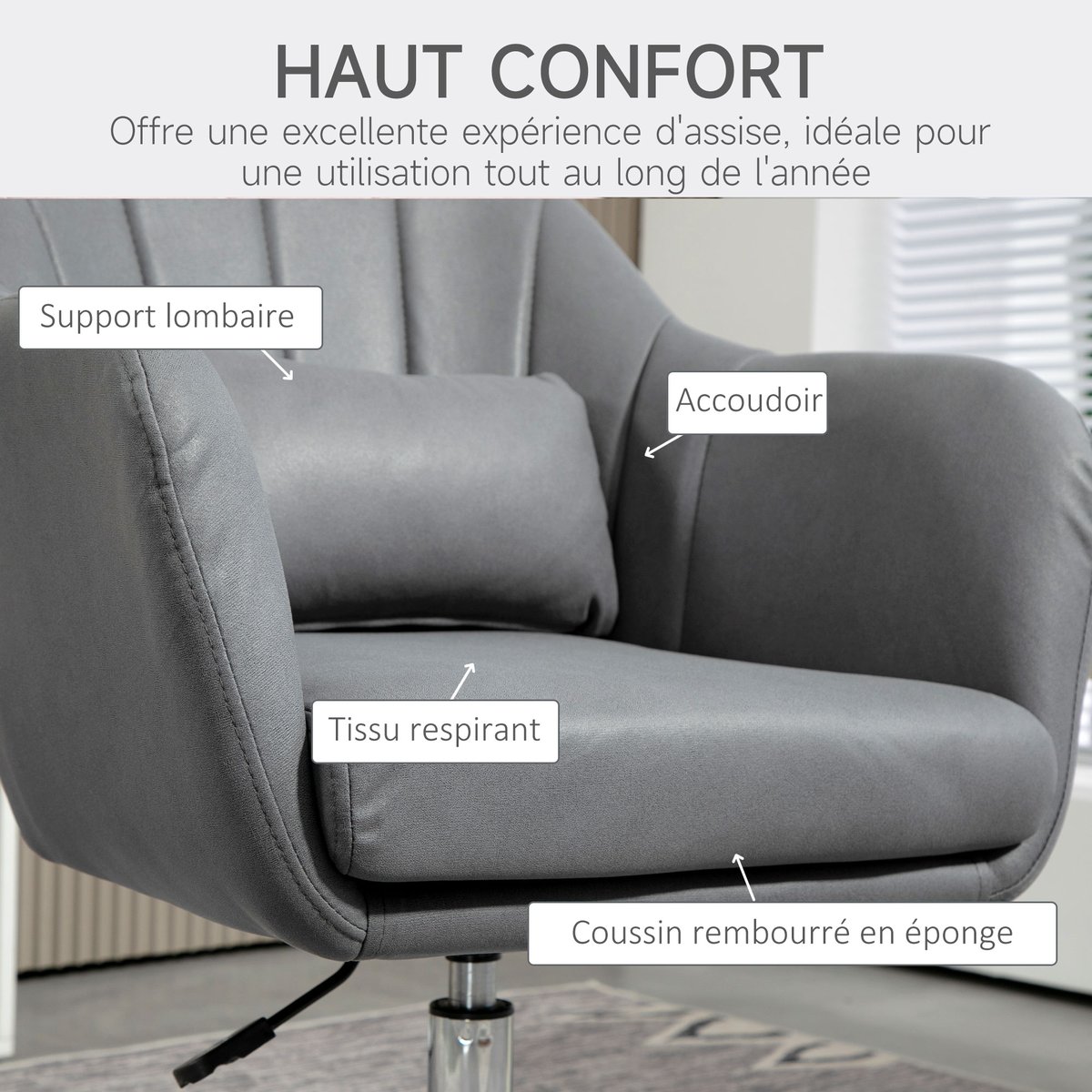Accent Chair Tissu microfibre (100% gris foncé, HOMCOM