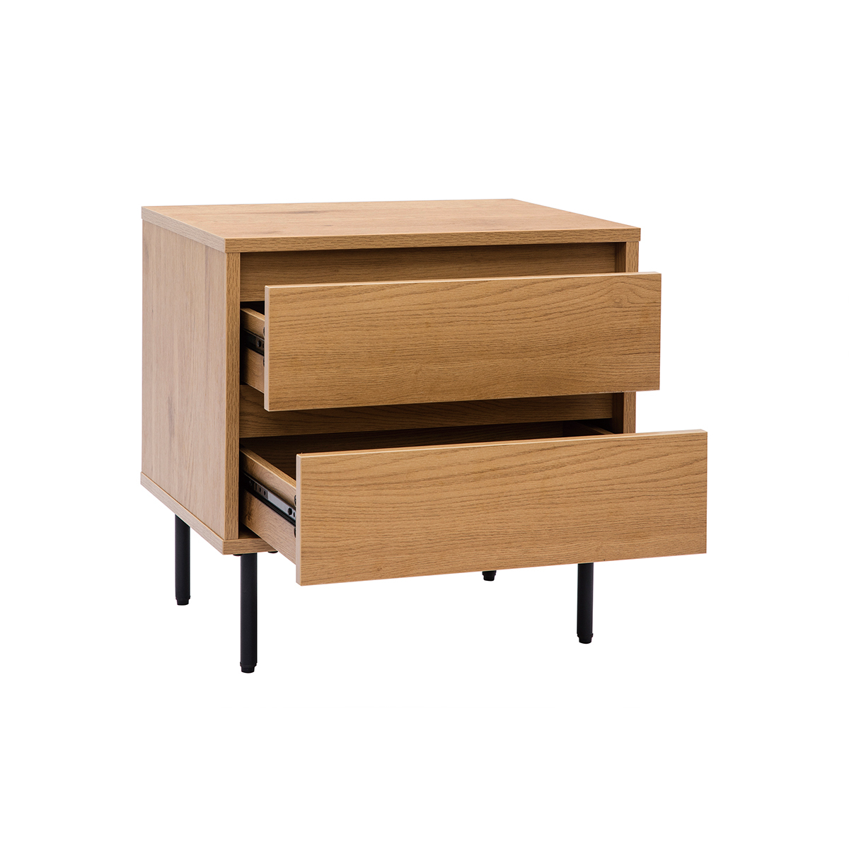 Table de chevet avec rangements 2 tiroirs finition bois clair chêne ARAGON chêne clair, MILIBOO