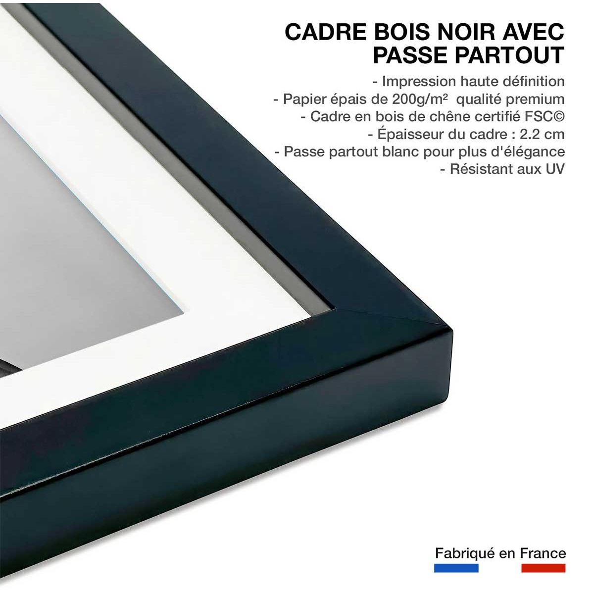 Affiche photographie talons de velours affiche + cadre en bois - noir, HEXOA