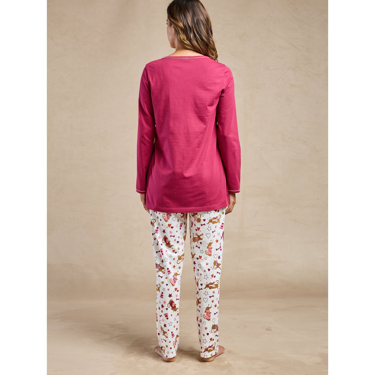 Lot de 2 pyjamas femme maille jersey imprimé fond blanc, DAXON