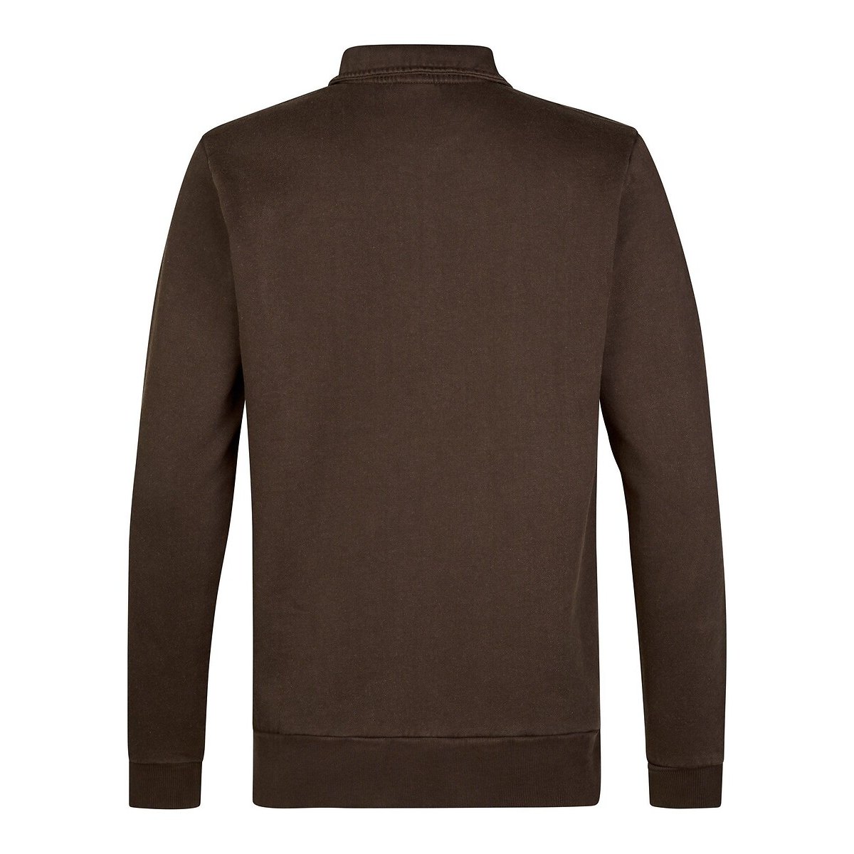 Sweat col polo zippé chocolat, PETROL INDUSTRIES