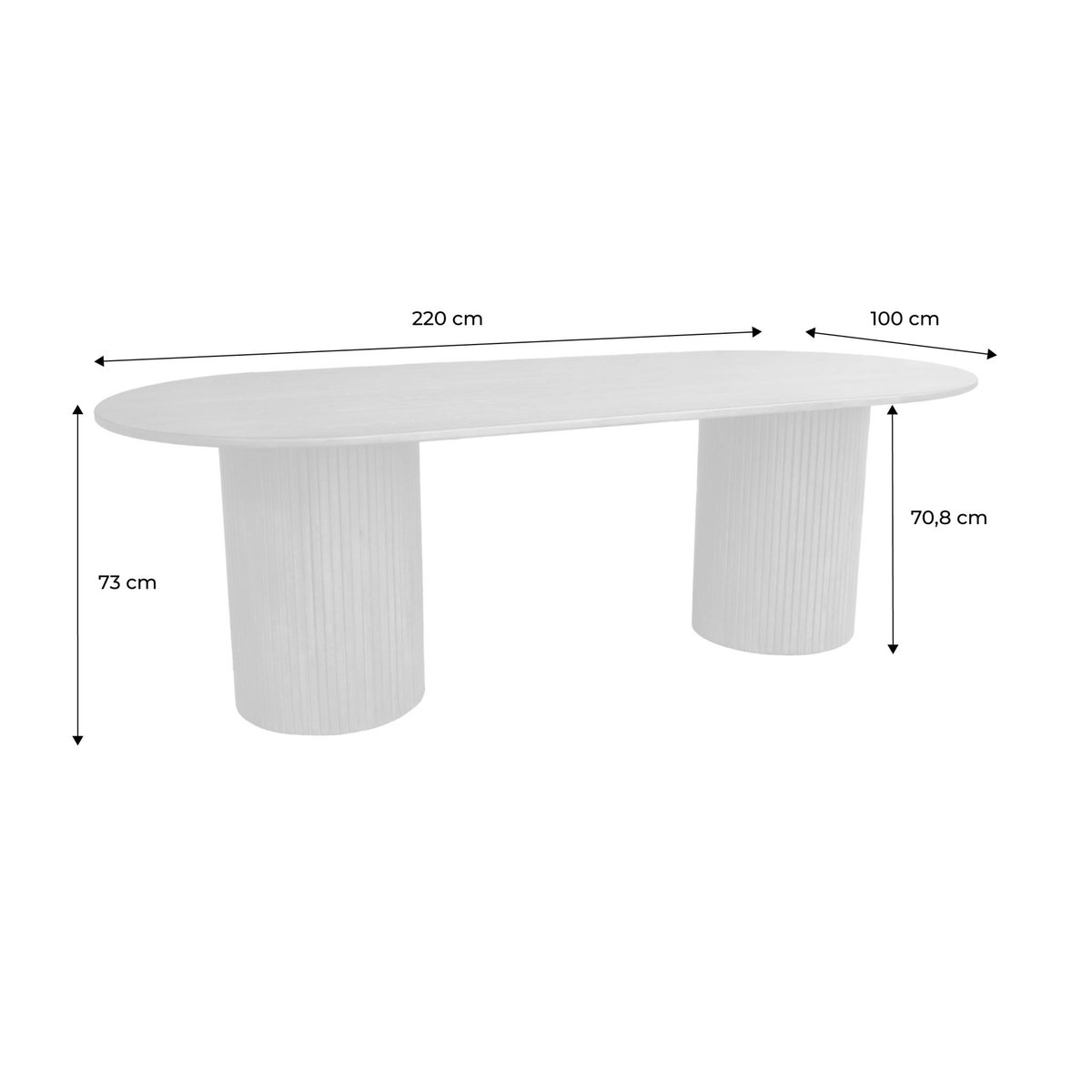 Table à manger oblongue placage chêne 8 places ESTELLE noir, SWEEEK