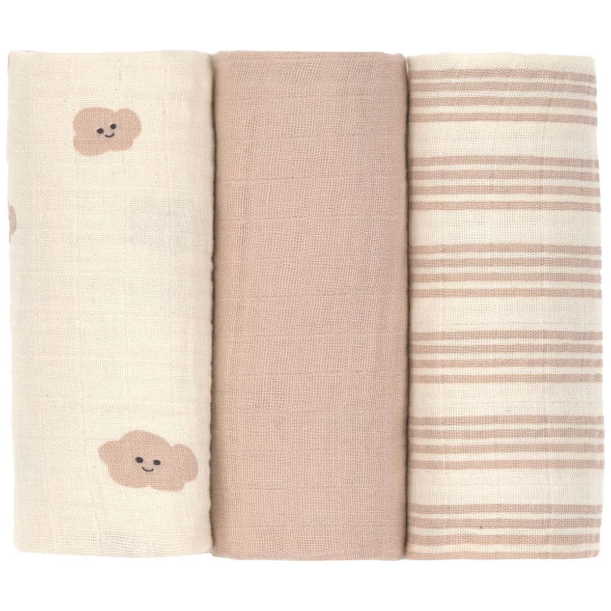 Lot de 3 langes marron, blanc, LASSIG
