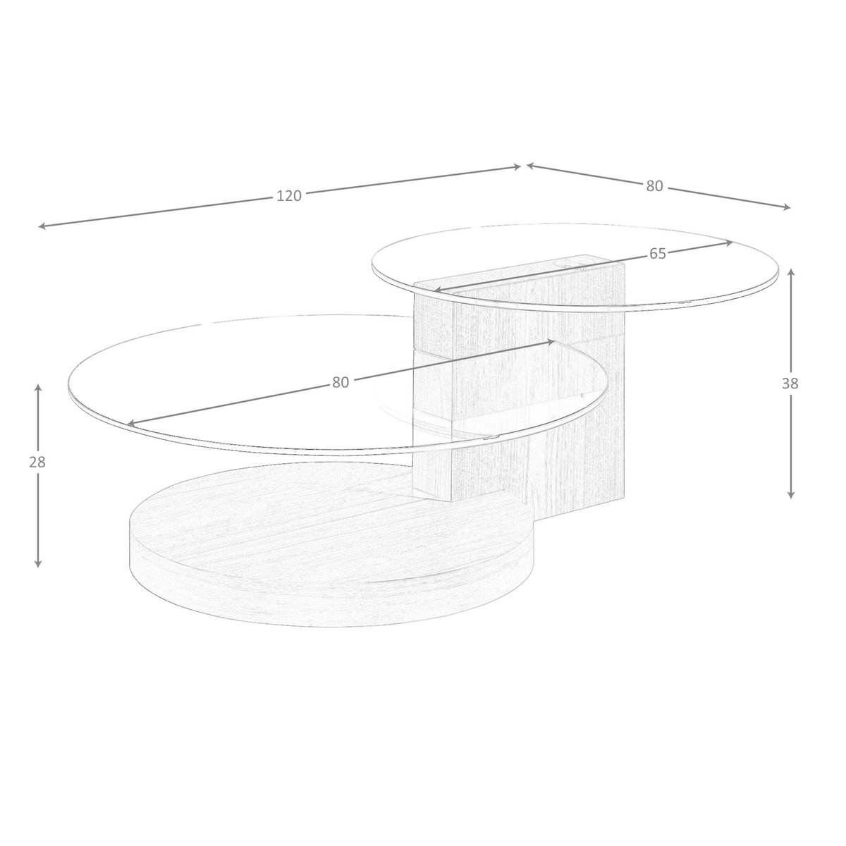 Table basse ronde en verre trempé et noyer verre trempé | noyer, ANGEL CERDA