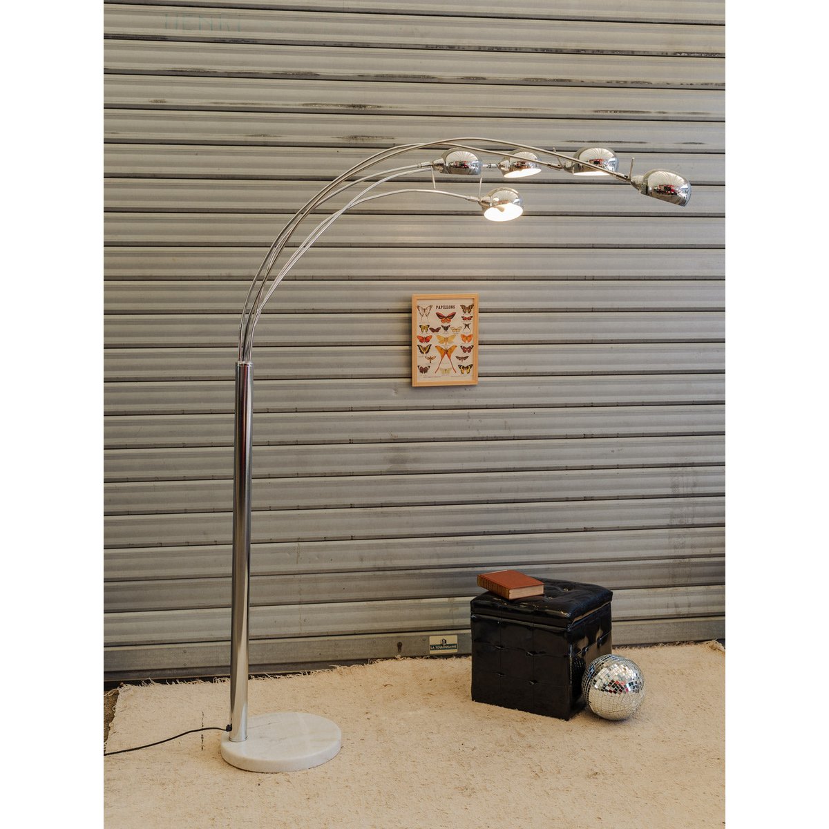 Lampadaire chromé et en marbre Julien N°416 - Bon état argenté, DEBONGOUT