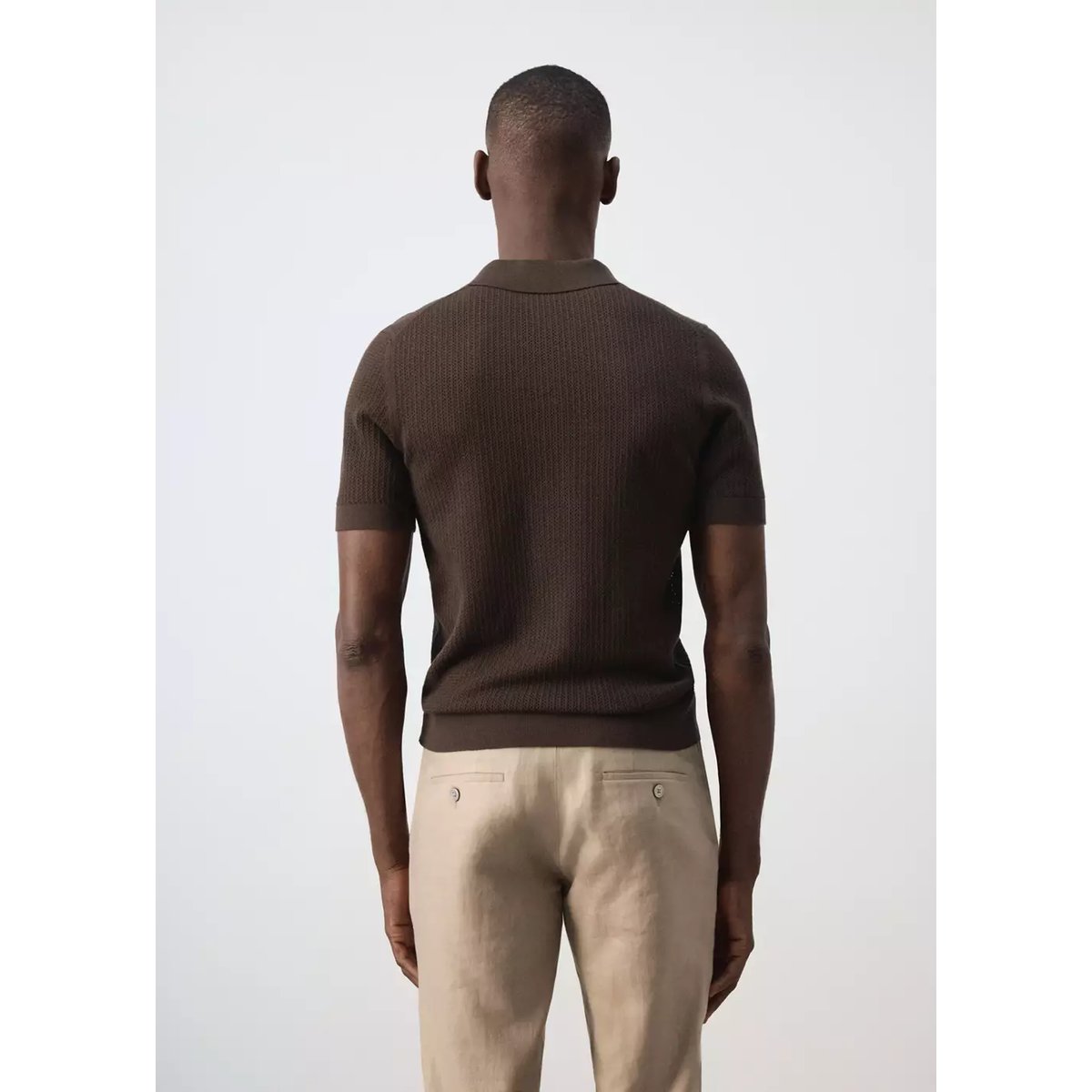 Polo 100 % coton maille structure chocolat, MANGO MAN
