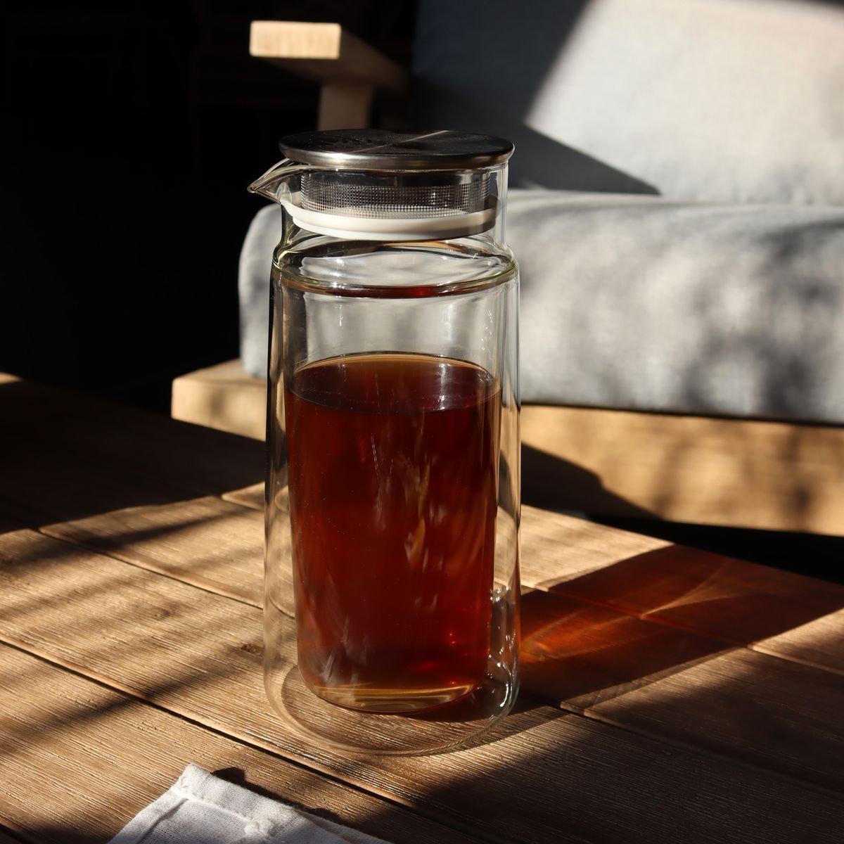 Carafe infuseur double paroi en verre 650ml, VIKTOR inox-transparent, OGO LIVING