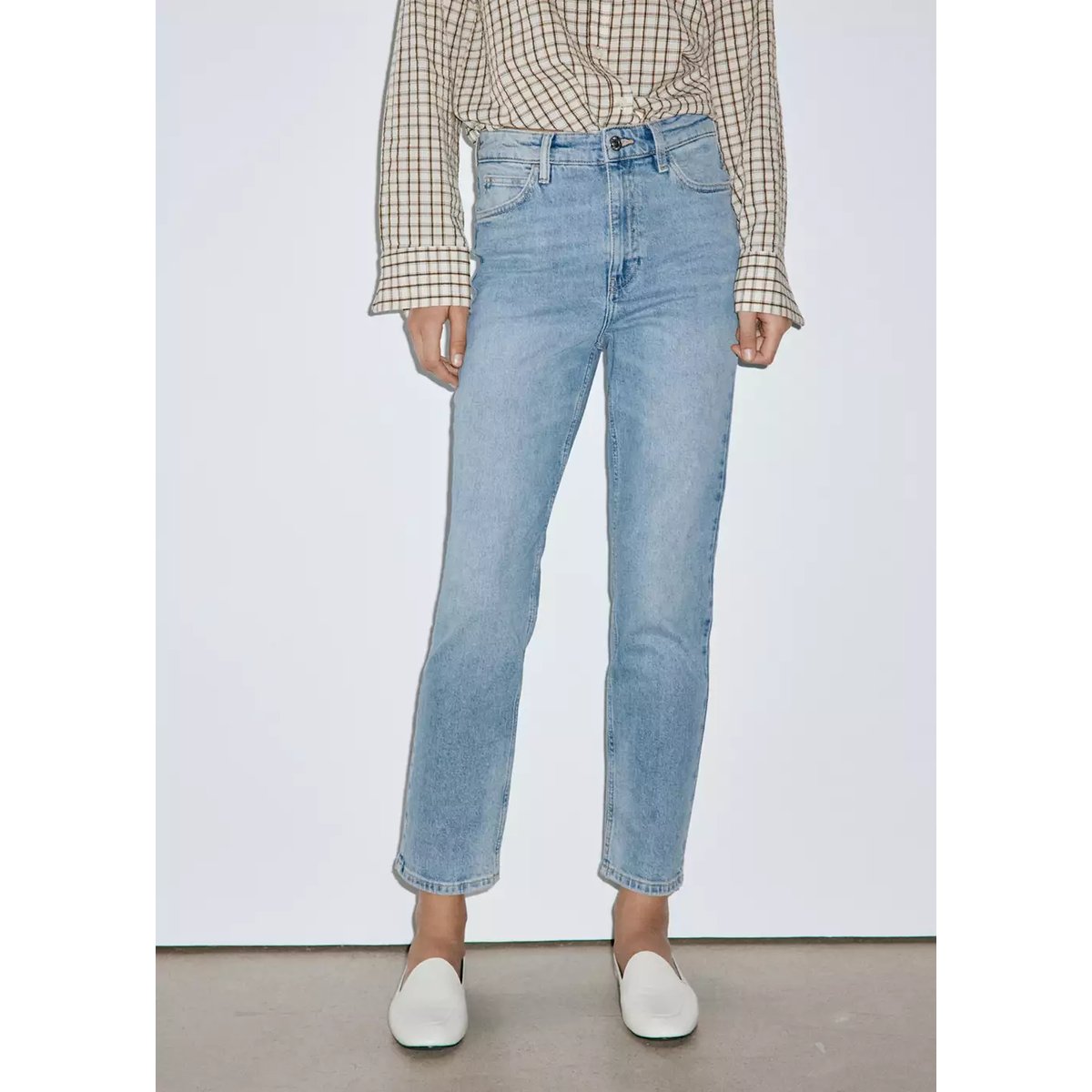 Jean Newmom confort taille haute bleu moyen, MANGO