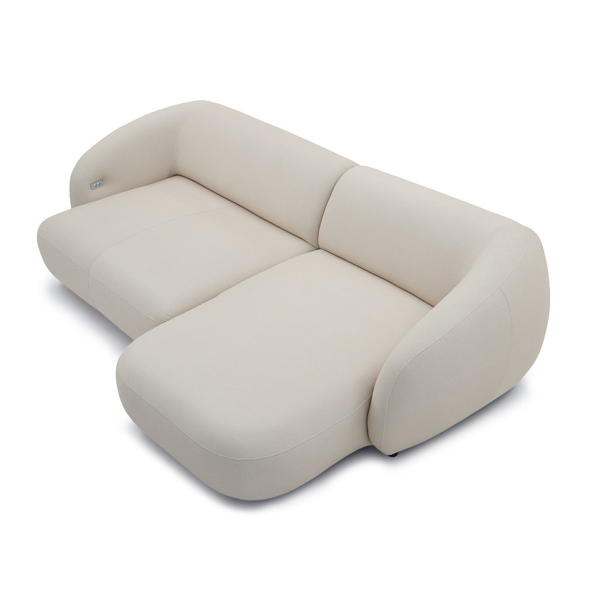 Canapé d'angle convertible 4 places en tissu lisse, HALO beige, BOBOCHIC