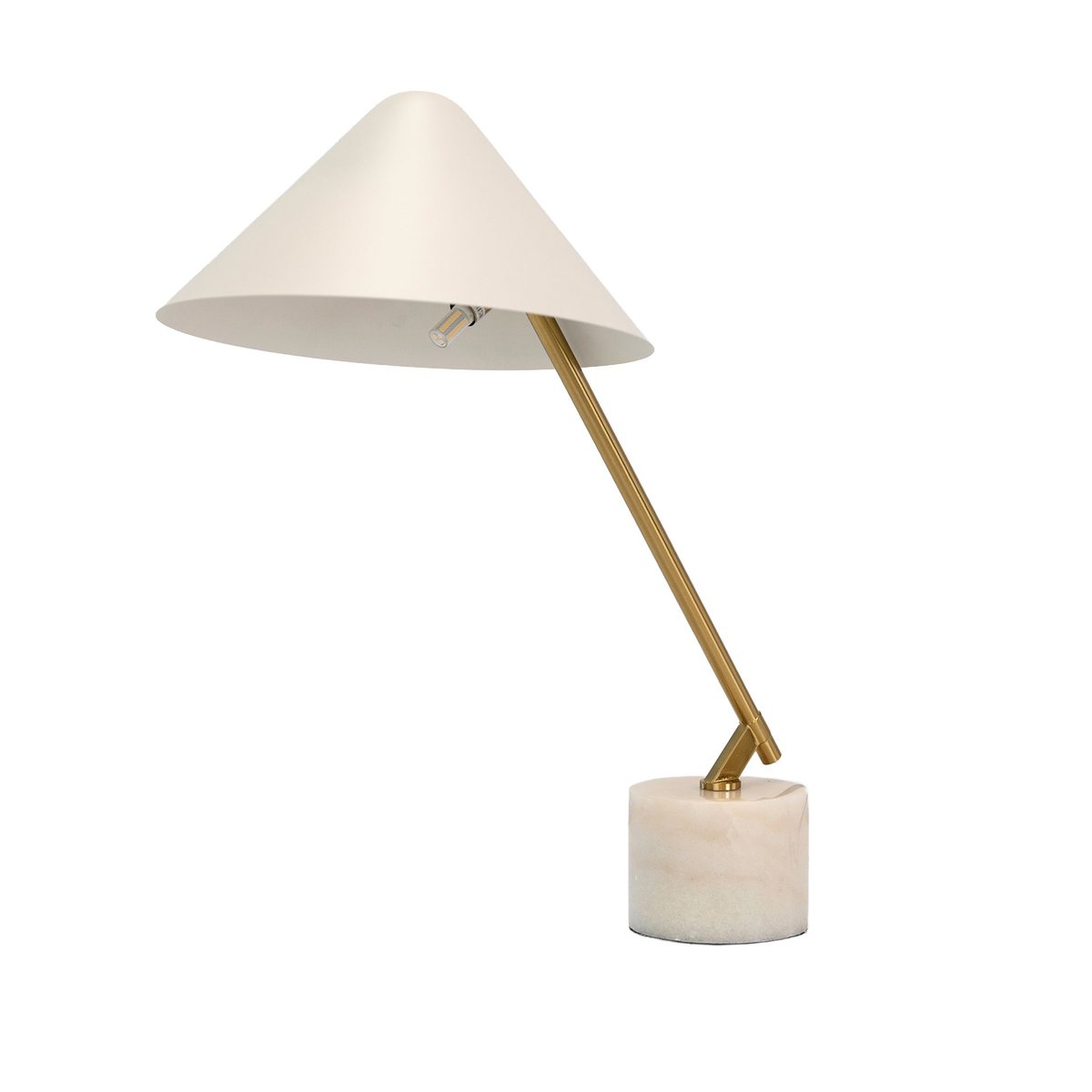 Lampe de table en acier poli avec base en marbre céramique blanc | or, ANGEL CERDA