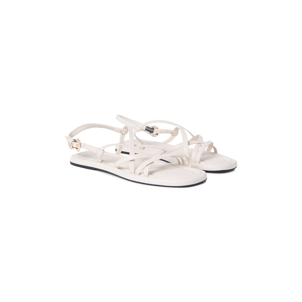 Multi-Strap Flat Leather Sandals ecru , TOMMY HILFIGER