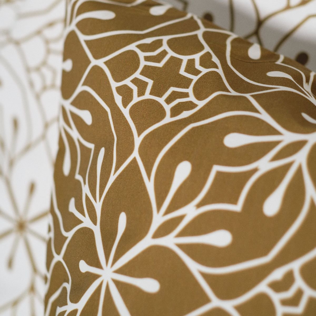Parure de lit 2 personnes imprimé coton SUNSHINE SOLENE bronze, TODAY