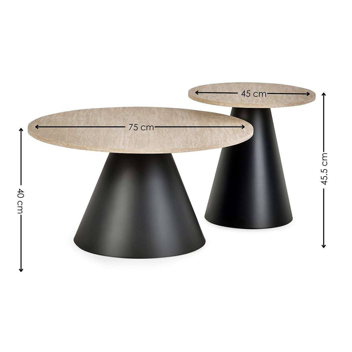 Set of 2 Evron Round Nesting Coffee Tables travertine, SO'HOME