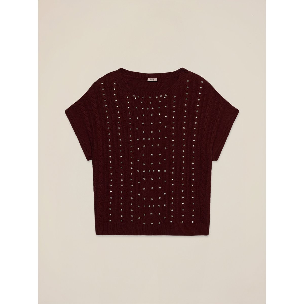 Maillot manches courtes avec sertissages burgundy, OLTRE