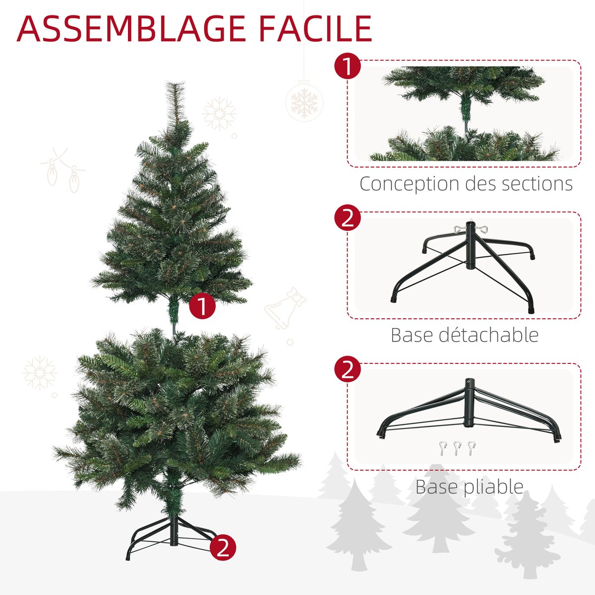 Sapin de Noël PVC Vert vert, HOMCOM