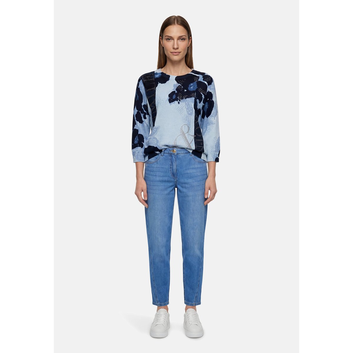 Pull-over en maille à manches chauve-souris light blue/blue, BETTY BARCLAY