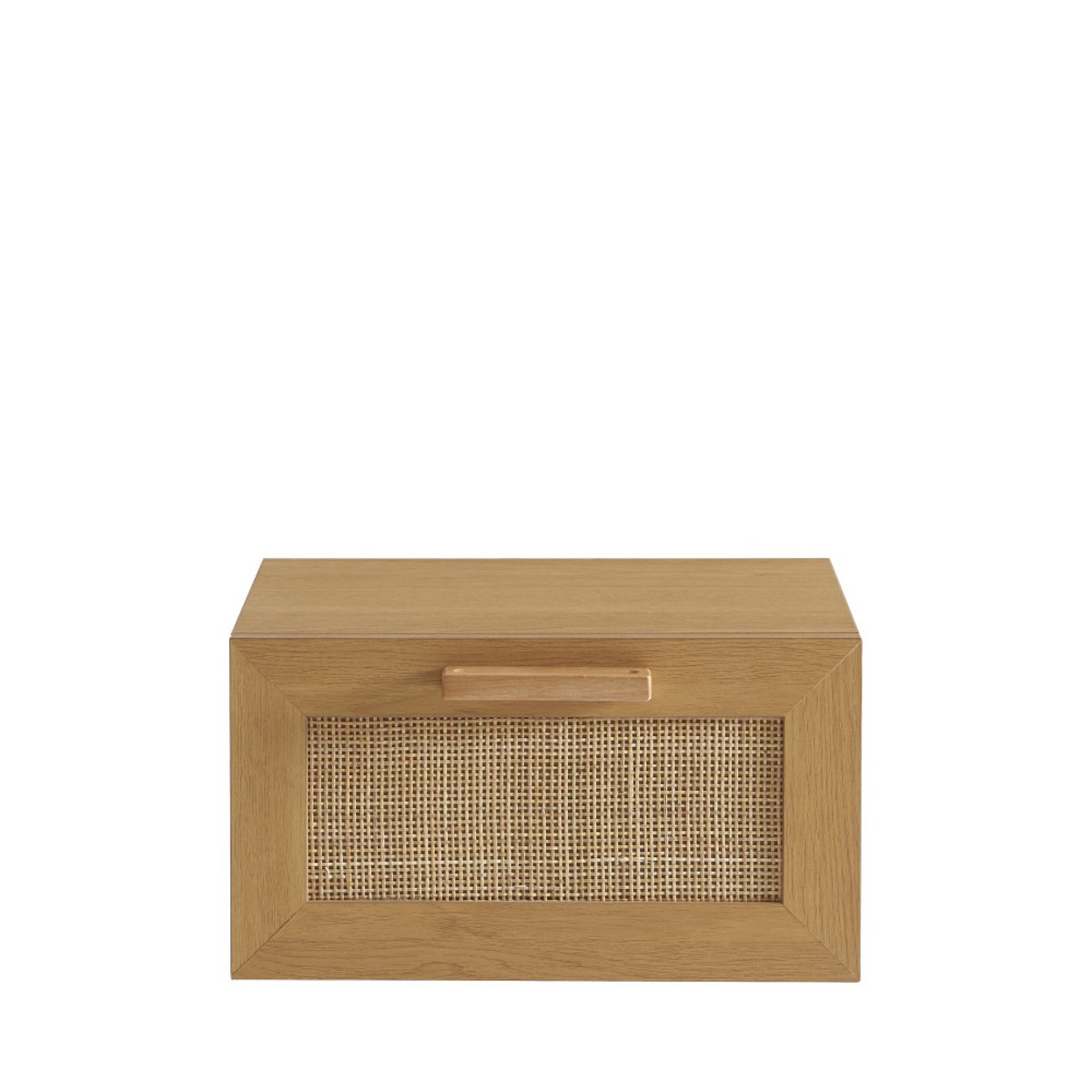 Lot de 2 tables de chevet murales avec rangement en bois et cannage- JUNE bois clair, DRAWER