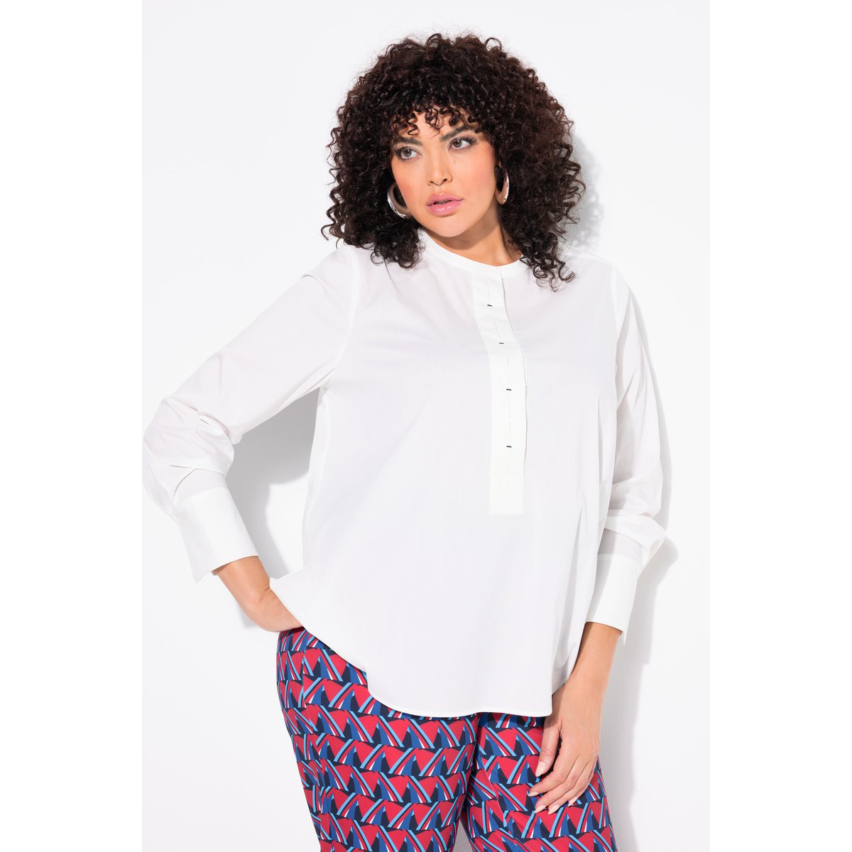 Tunique avec bordure fantaisie blanc cassé, ULLA POPKEN