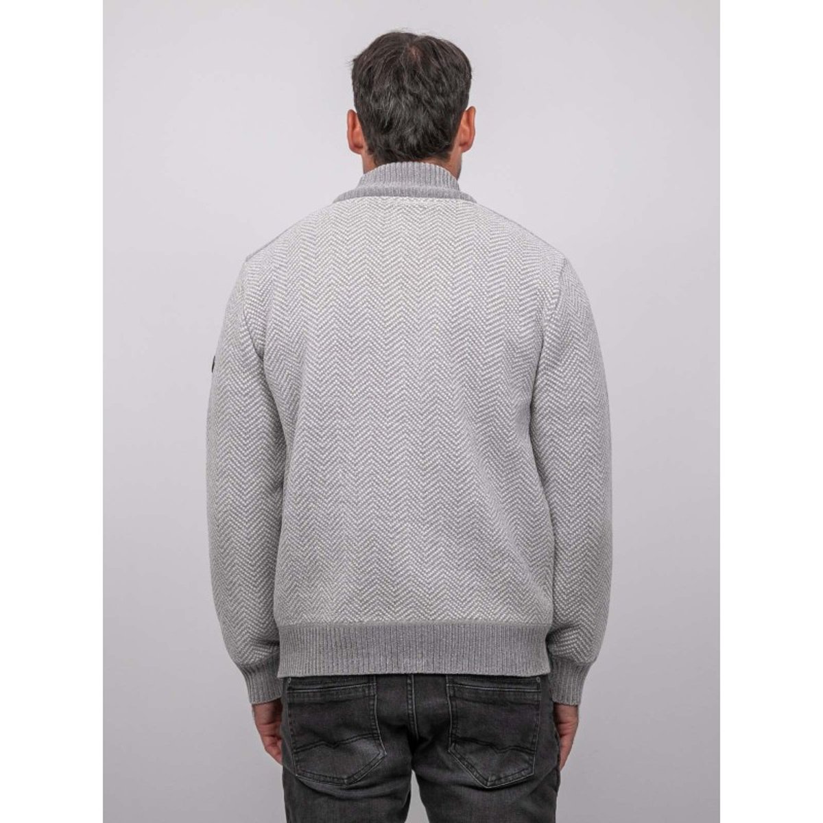 Gilet Zippé Motif Chevrons Lenidico gris, RITCHIE