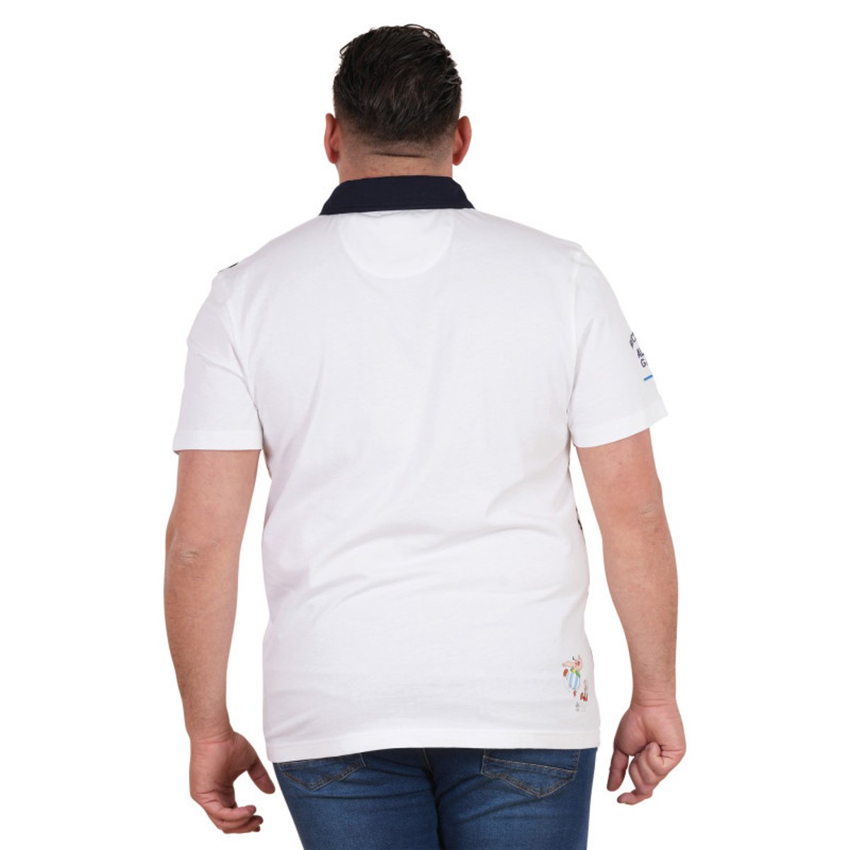 Polo en coton blanc imprimé pourvu d'une coupe droite et d'un col boutonné blanc, RUCKFIELD