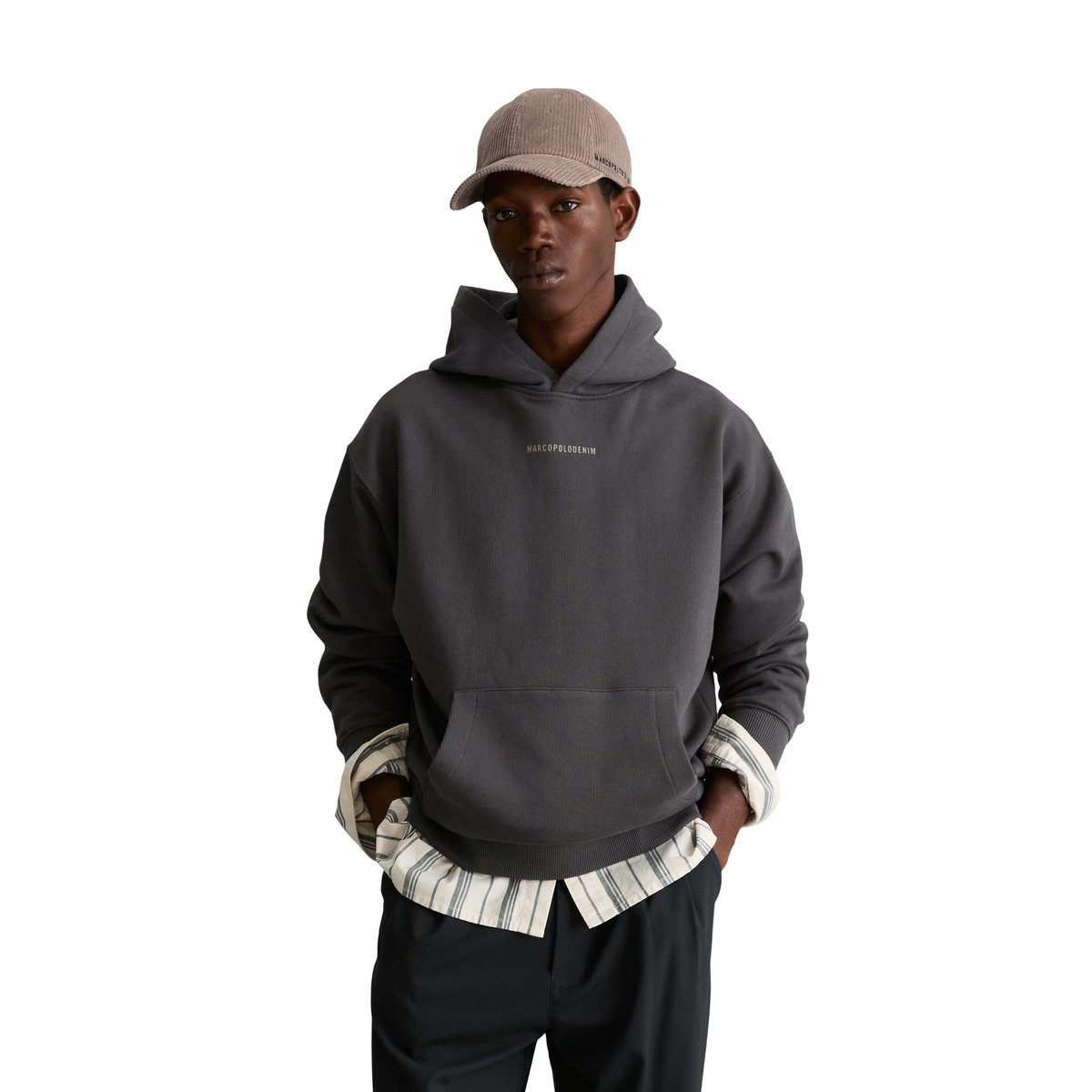 Sweat à capuche ample en pur coton biologique gris, MARC O’POLO DENIM