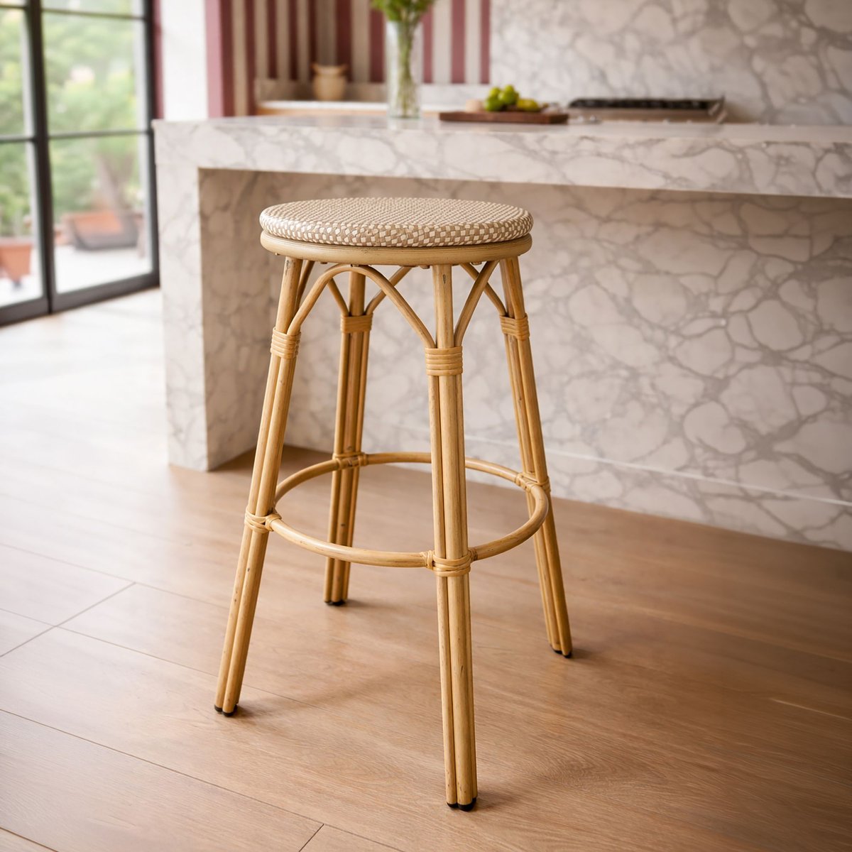 Tabouret de bar effet rotin naturel, AMALFI beige, NOW'S HOME