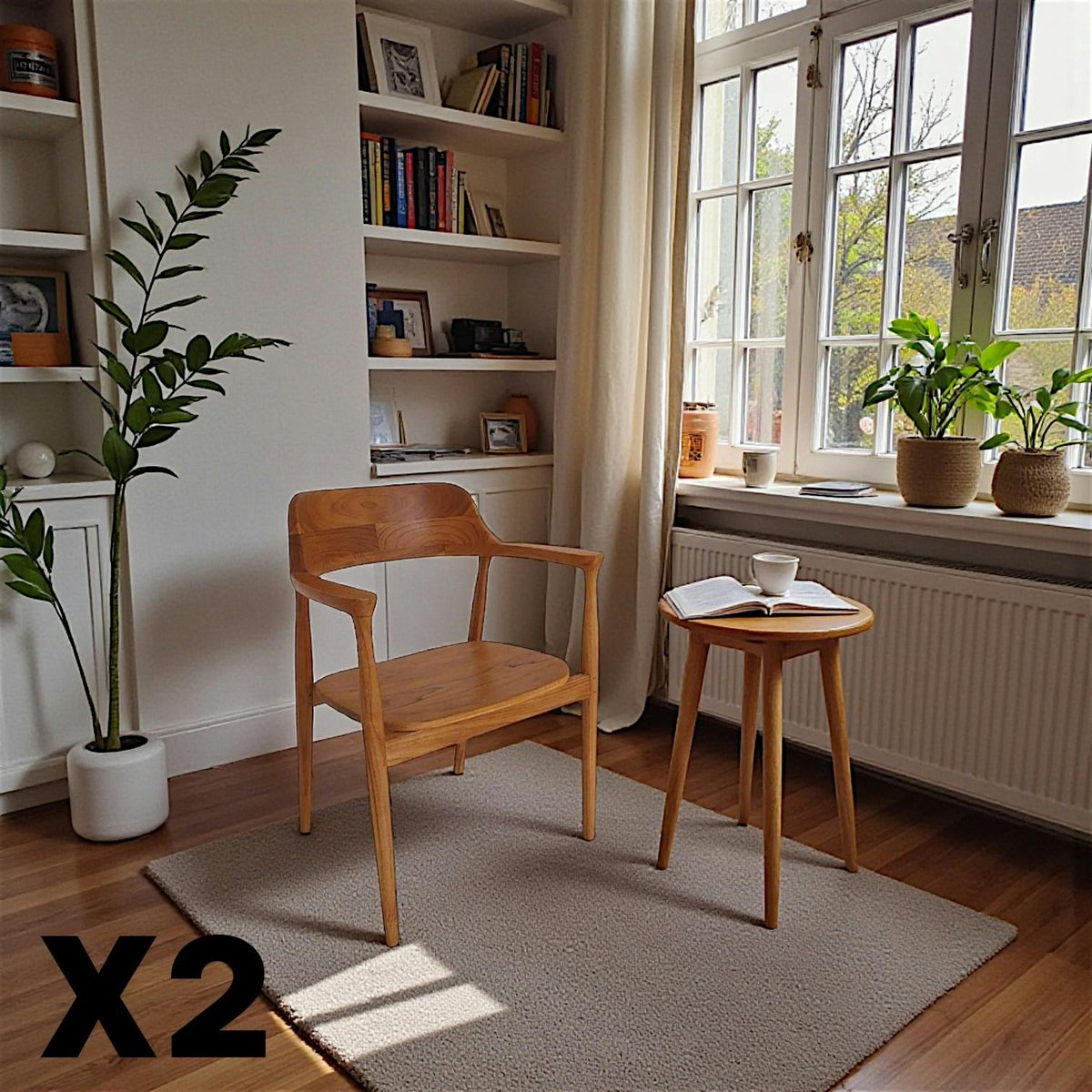 Chaise en bois avec accoudoirs (lot de 2) DEPOK bois naturel, PIER IMPORT