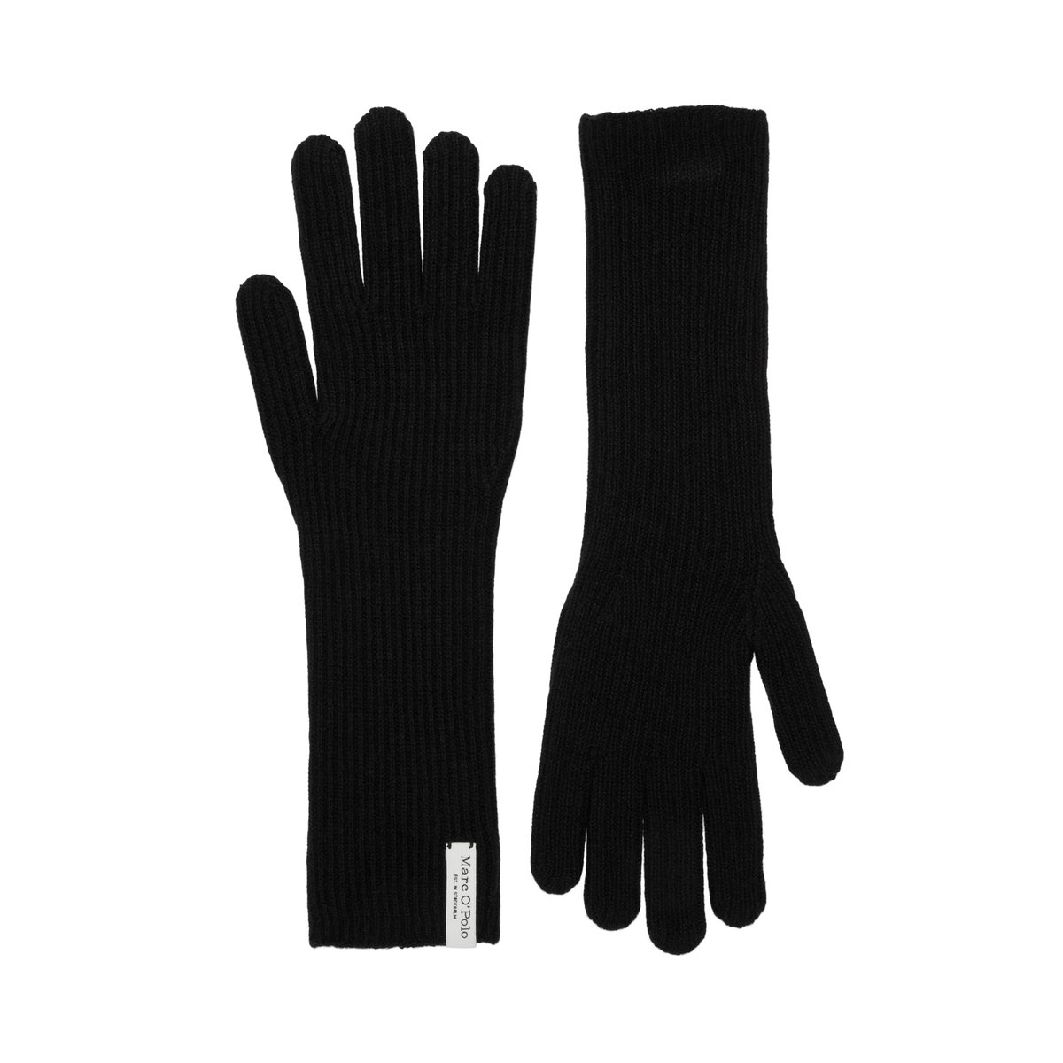 Gants longs en tricot en un mélange doux de laine vierge et de viscose noir, MARC O'POLO