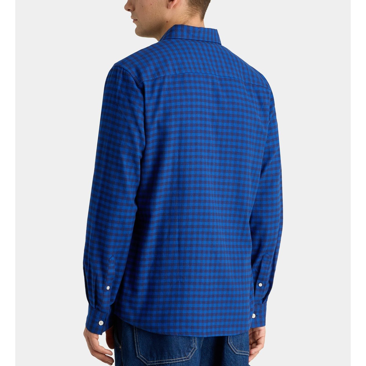 Chemise à carreaux risharo 3 en coton bleu, GALERIES LAFAYETTE