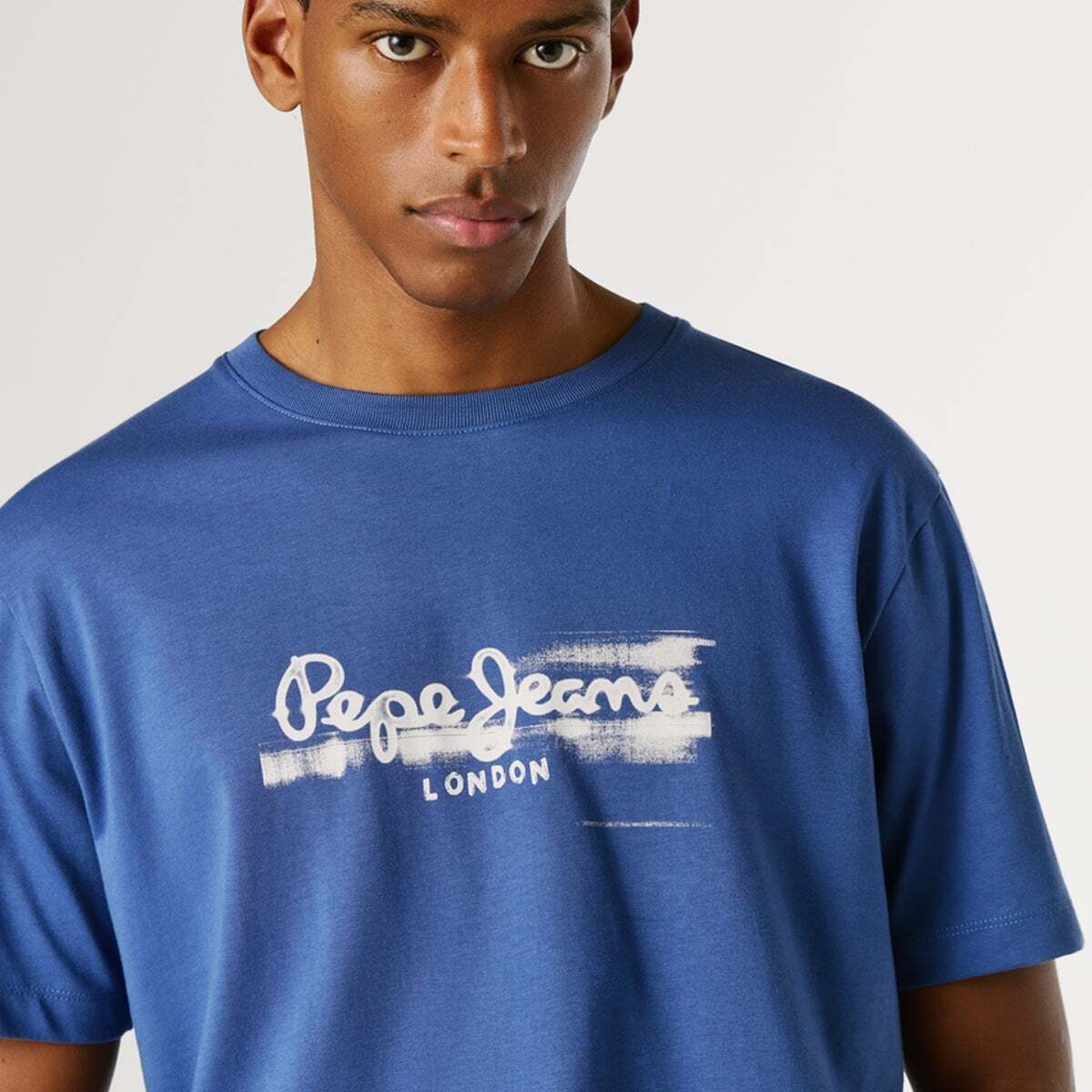 T-Shirt Coupe Regular Avec Logo Imprimé bleu marine délavé, PEPE JEANS