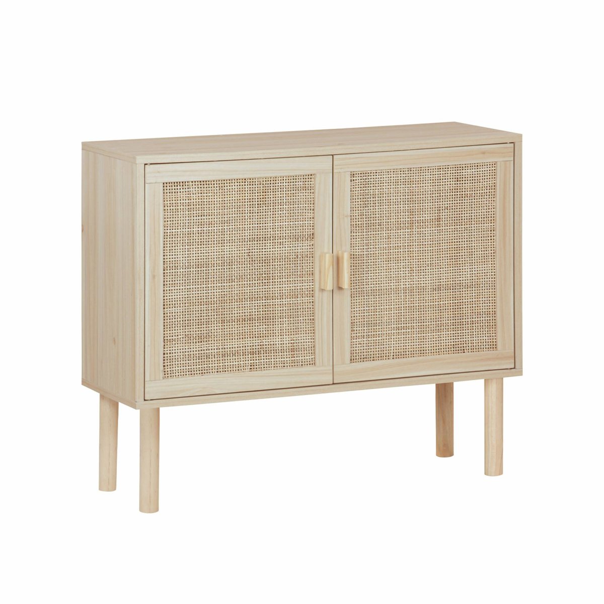 Buffet décor bois et cannage 2 portes 80cm CAMARGUE naturel, SWEEEK