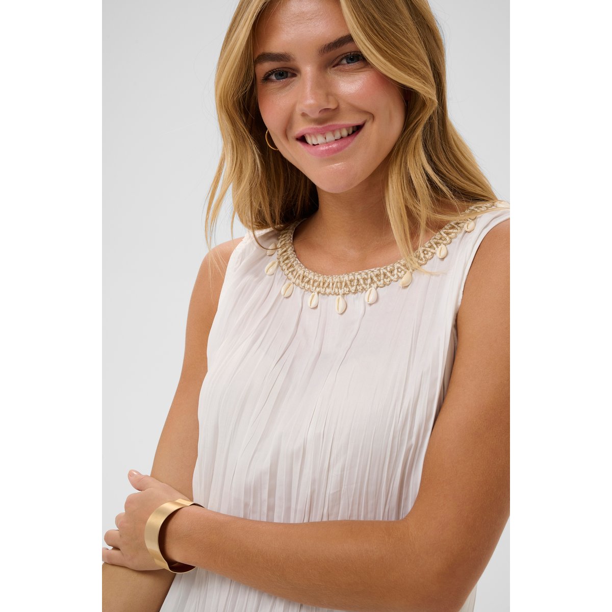 Blouse à manches longues blanc snow white, CREAM