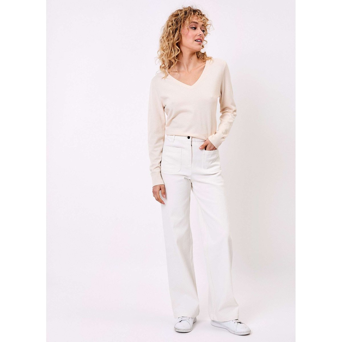 Jean large denim coton bio MAYA ecru maya, LA FIANCÉE