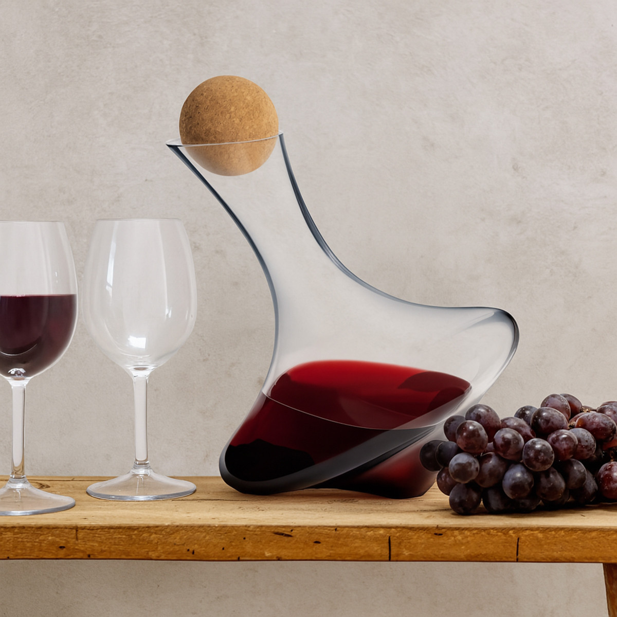 Carafe 1.3 L avec bouchon en bois - TOUPIE transparent, COUZON