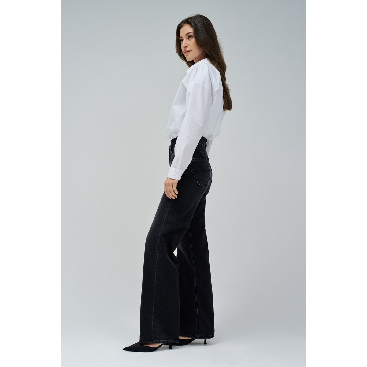 JEAN FAITH PUSH IN WIDE noir, SALSA JEANS
