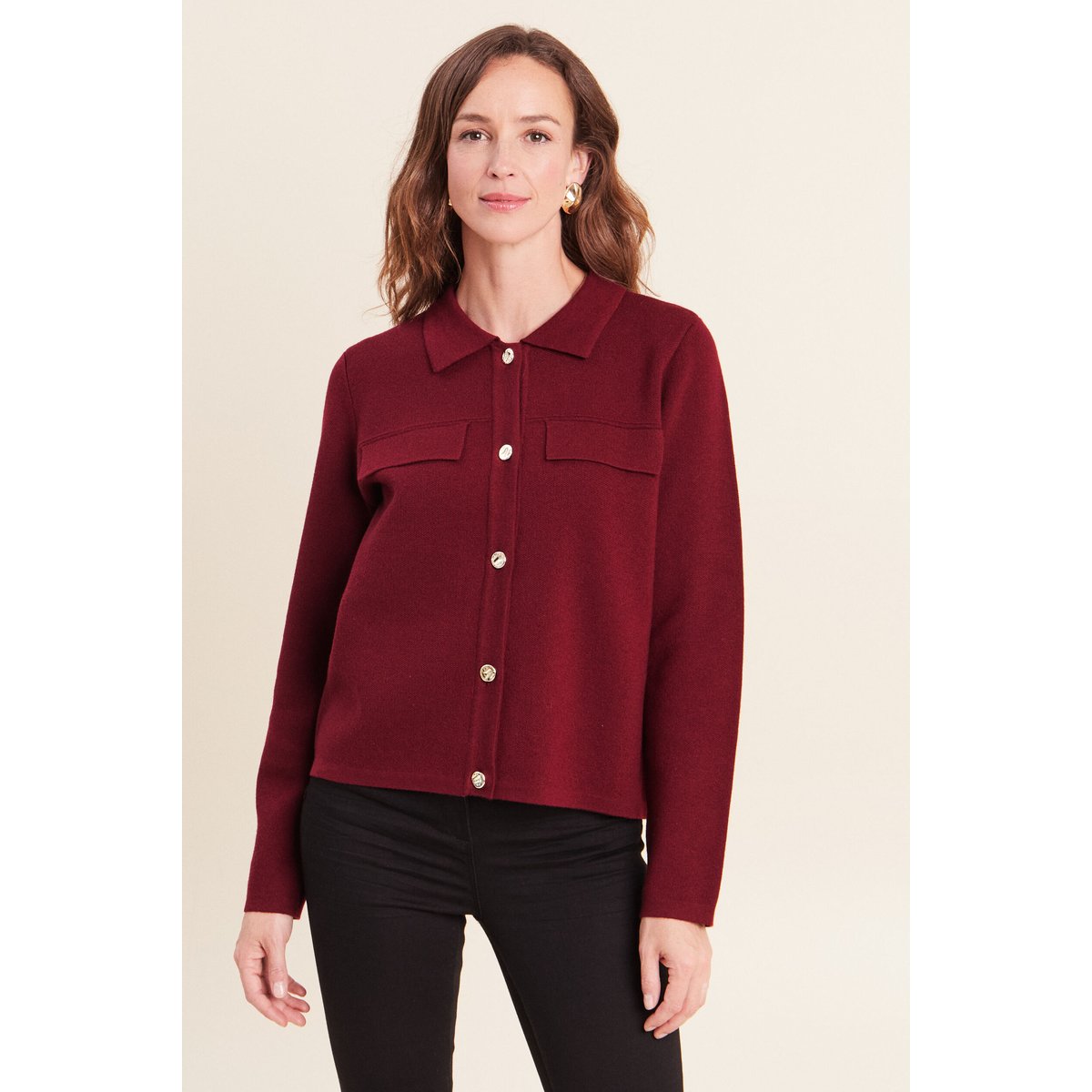 Veste col chemise manches longues bordeaux, BREAL