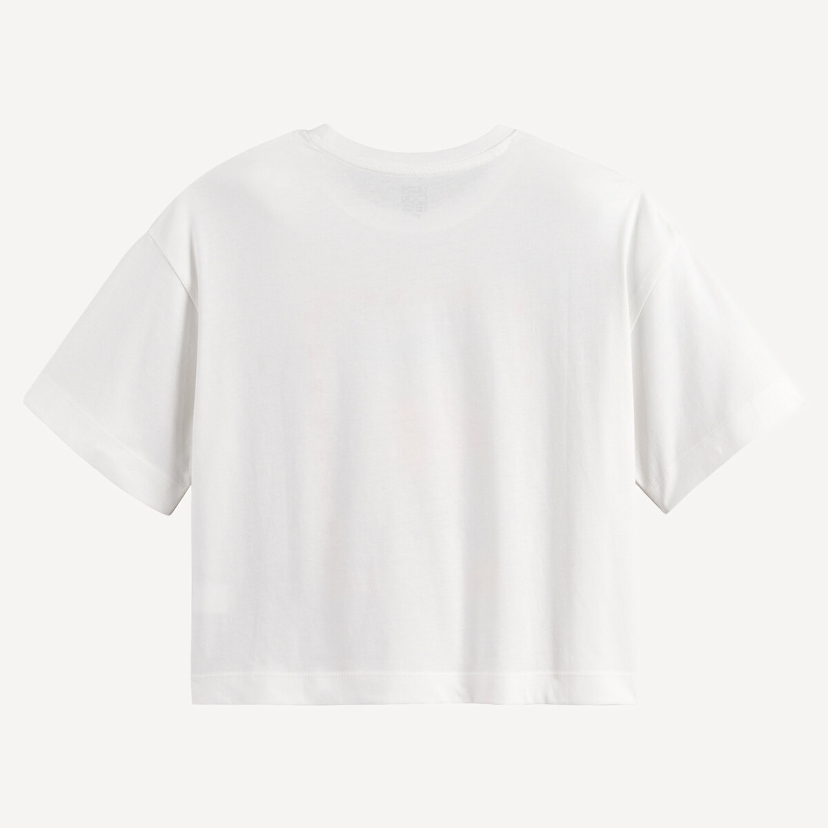 T-shirt met ronde hals, geprinte tekst en bloem 90003087, LA REDOUTE COLLECTIONS