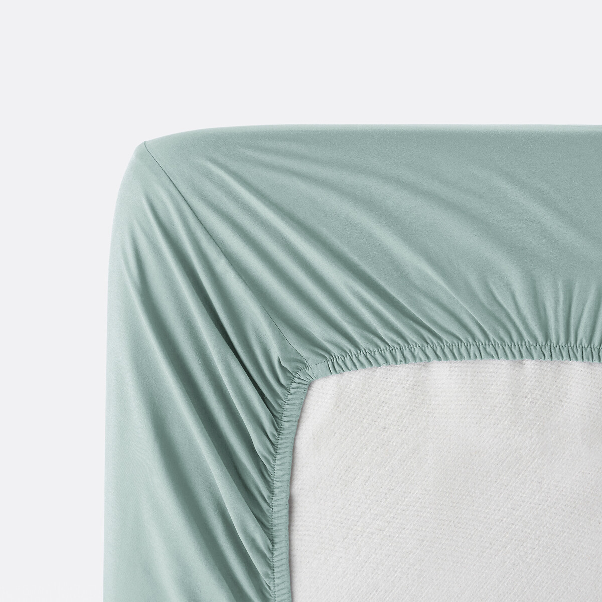 Drap housse en percale de coton, 80 fils, bonnet 35 cm, Scenario bleu céladon, LA REDOUTE INTERIEURS
