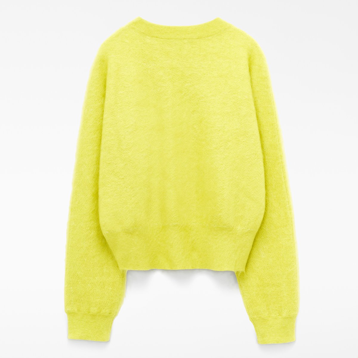 Pull tricoté à col rond brossé avec du laine mérinos jaune, ADOLFO DOMINGUEZ